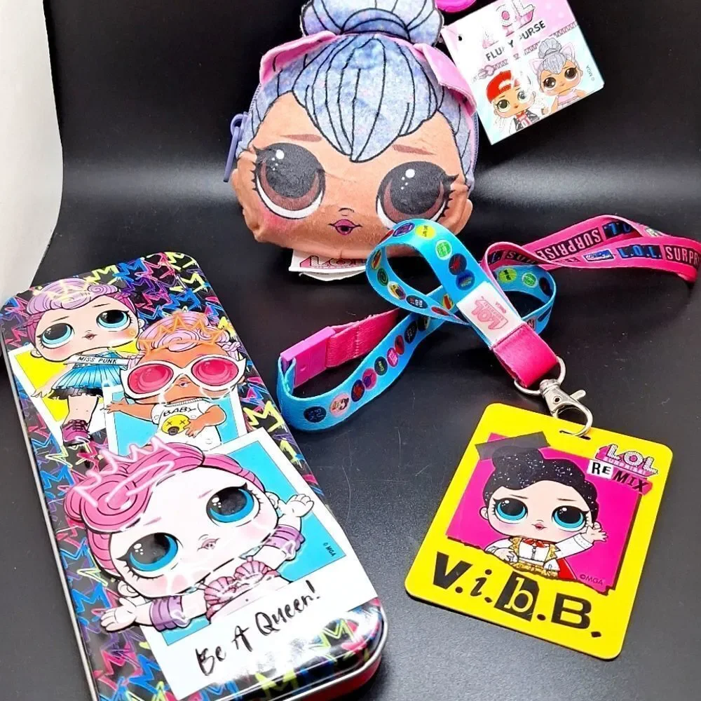 LOL SURPRISE bundle pencil case change purse lanyard vibb pass